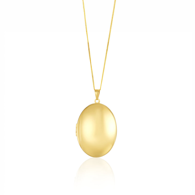 9ct Yellow Gold Classic Oval Locket Pendant — 44mm