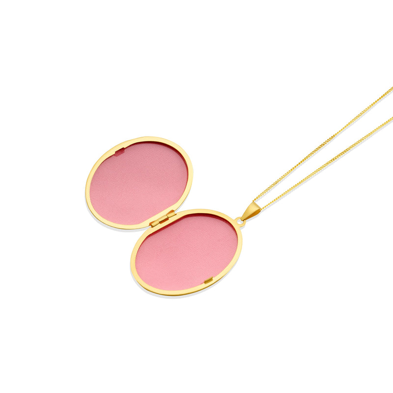 9ct Yellow Gold Classic Oval Locket Pendant — 44mm