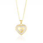 9ct Yellow and White Gold Two Tone Natural Diamond Star Detail Heart Locket Pendant