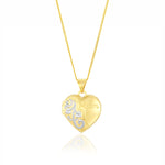 9ct Yellow and White Gold Two Tone Mum Mother Scroll Heart Locket Pendant