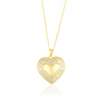 9ct Yellow and White Gold Two Tone Scroll Heart Locket Pendant