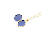 9ct Yellow and White Gold Two Tone Natural Diamond Loop Detail Oval Locket Pendant