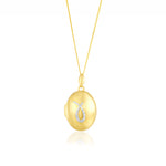 9ct Yellow and White Gold Two Tone Natural Diamond Loop Detail Oval Locket Pendant