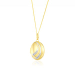 9ct Yellow and White Gold Two Tone Natural Diamond Double Sweep Oval Locket Pendant