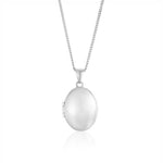 9ct White Gold Classic Oval Locket Pendant — 24mm