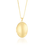 9ct Yellow Gold Classic Oval Locket Pendant — 34mm