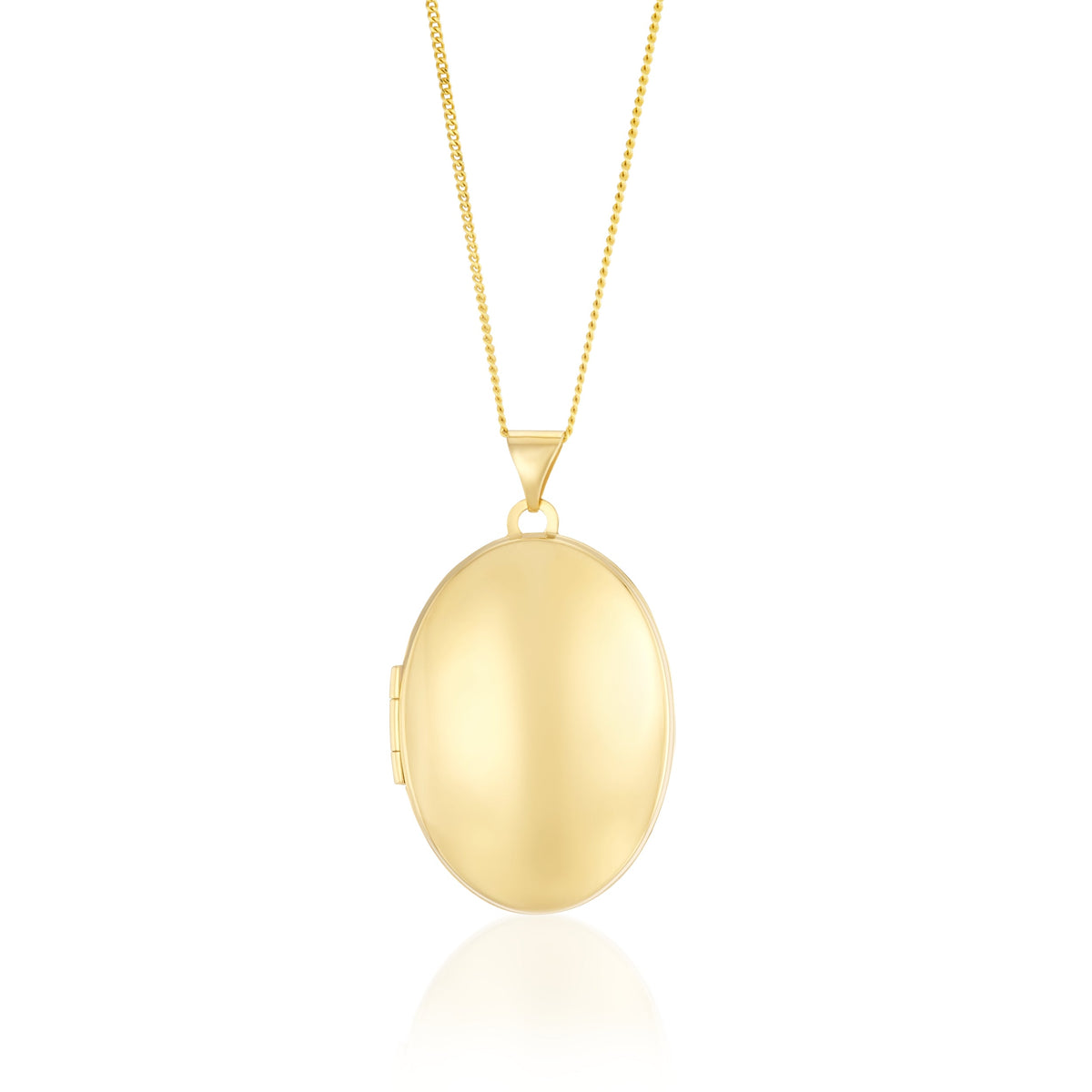 9ct Yellow Gold Classic Oval Locket Pendant — 34mm