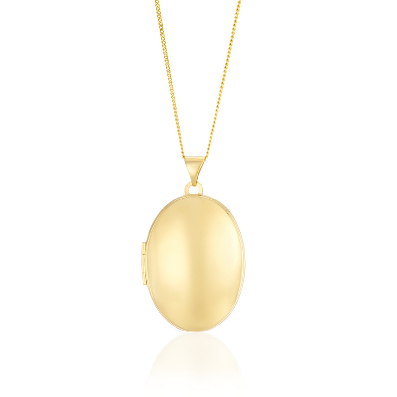 9ct Yellow Gold Classic Oval Locket Pendant — 34mm