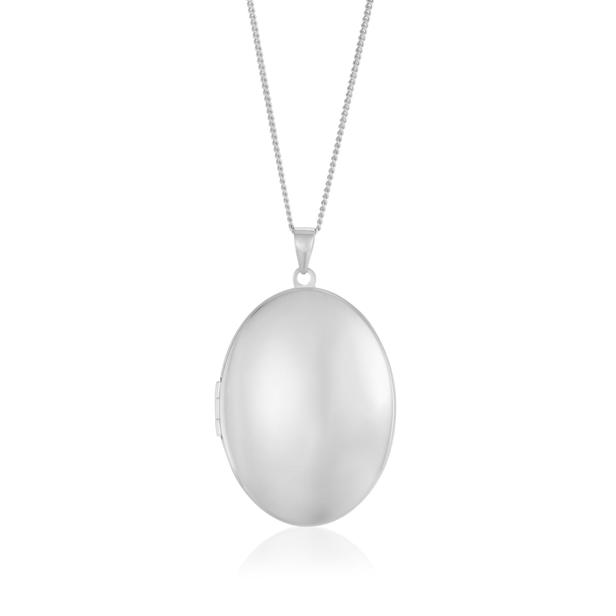 9ct White Gold Classic Oval Locket Pendant — 44mm