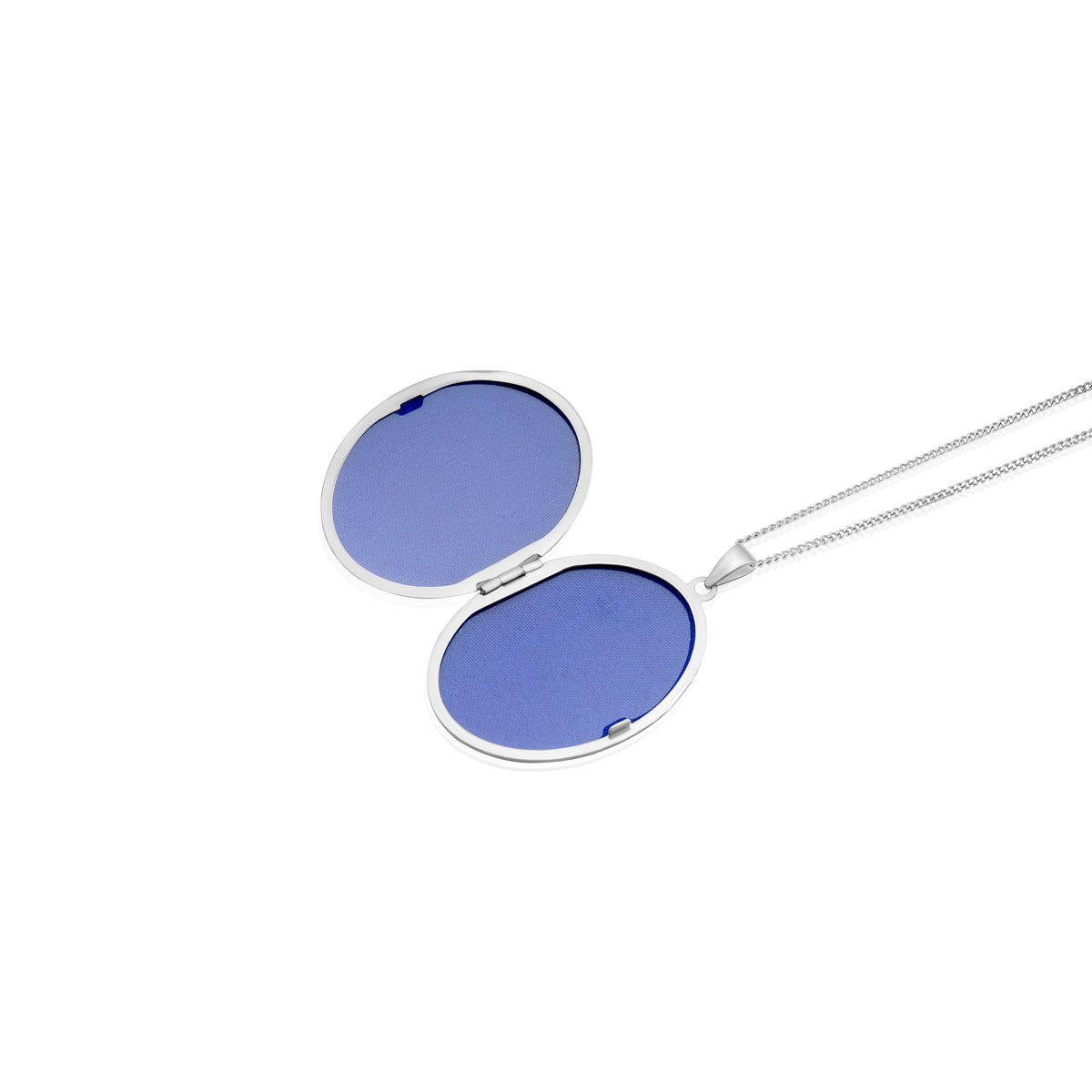 9ct White Gold Classic Oval Locket Pendant — 44mm