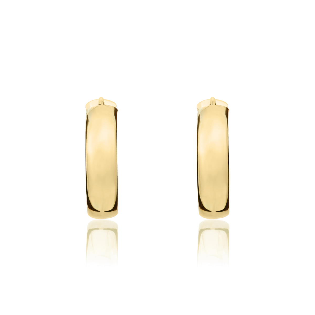 9ct Yellow Gold Polished Rounded Flat Huggie Earrings — 20mm