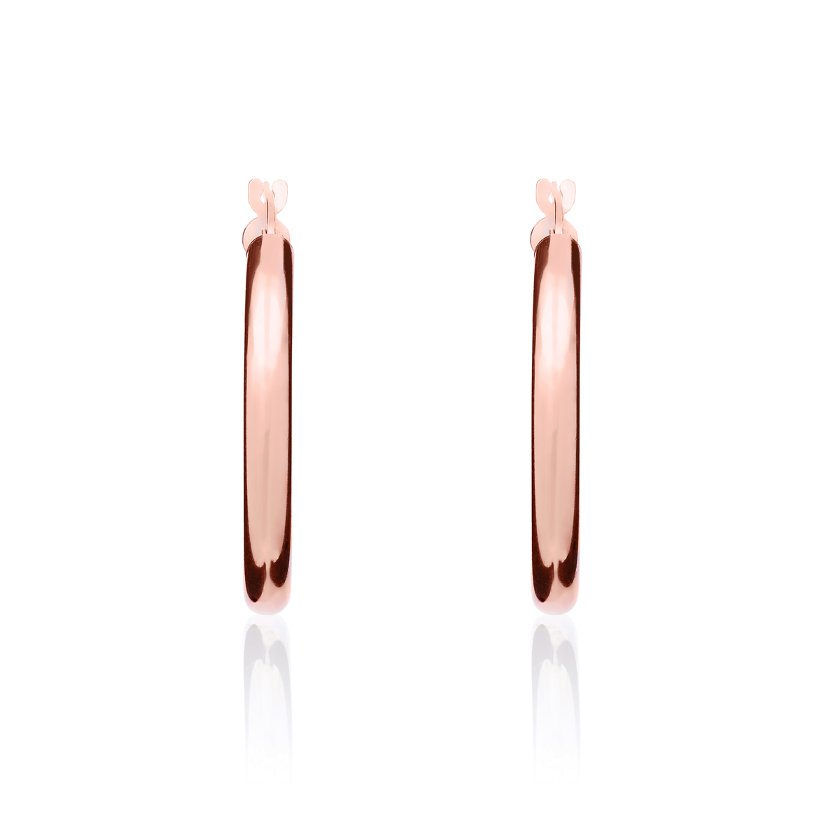 9ct Rose Gold Polished Tube Hoop Earrings — 26x3mm