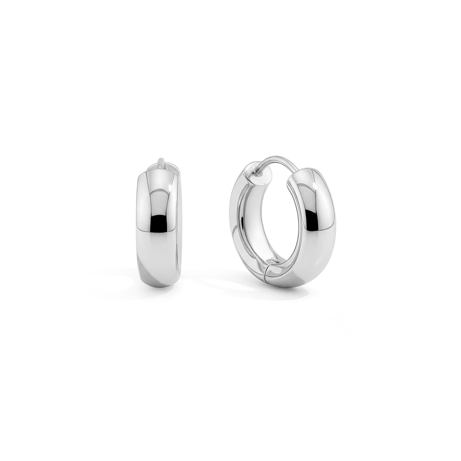 9ct White Gold Polished Rounded Huggie Hoop Earrings - 16.5x5mm