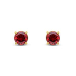 9ct Yellow Gold Round Natural Garnet Claw Stud Earrings — 6mm