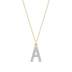 9ct Yellow Gold Medium Cubic Zirconia Initial Pendant - Initial A