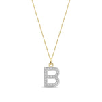 9ct Yellow Gold Medium Cubic Zirconia Initial Pendant - Initial B