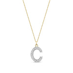 9ct Yellow Gold Medium Cubic Zirconia Initial Pendant - Initial C