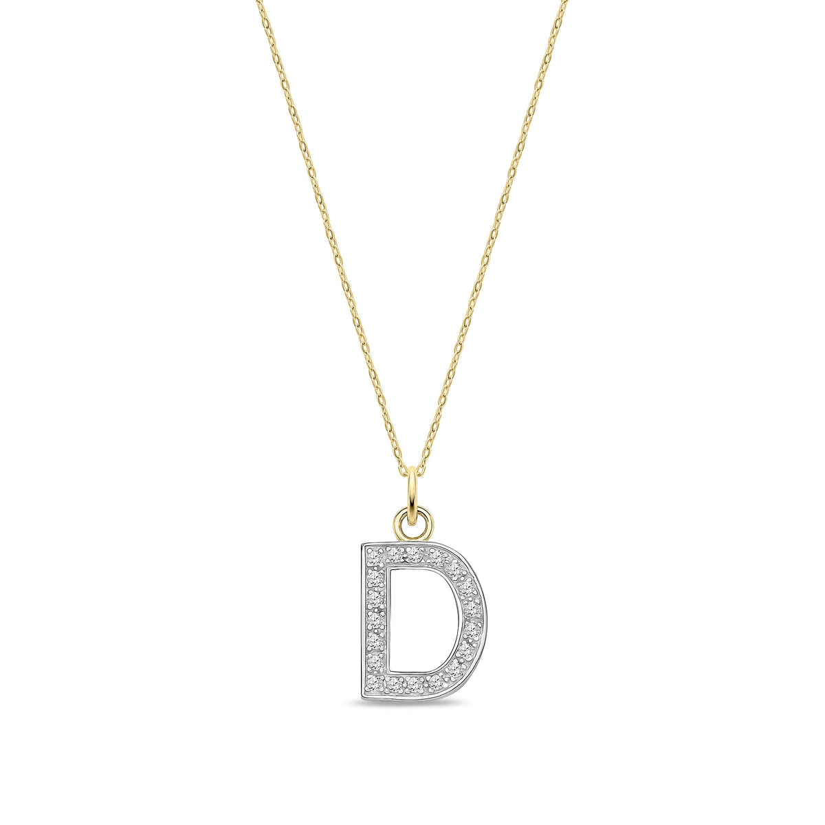 9ct Yellow Gold Medium Cubic Zirconia Initial Pendant - Initial D