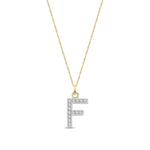 9ct Yellow Gold Medium Cubic Zirconia Initial Pendant - Initial F