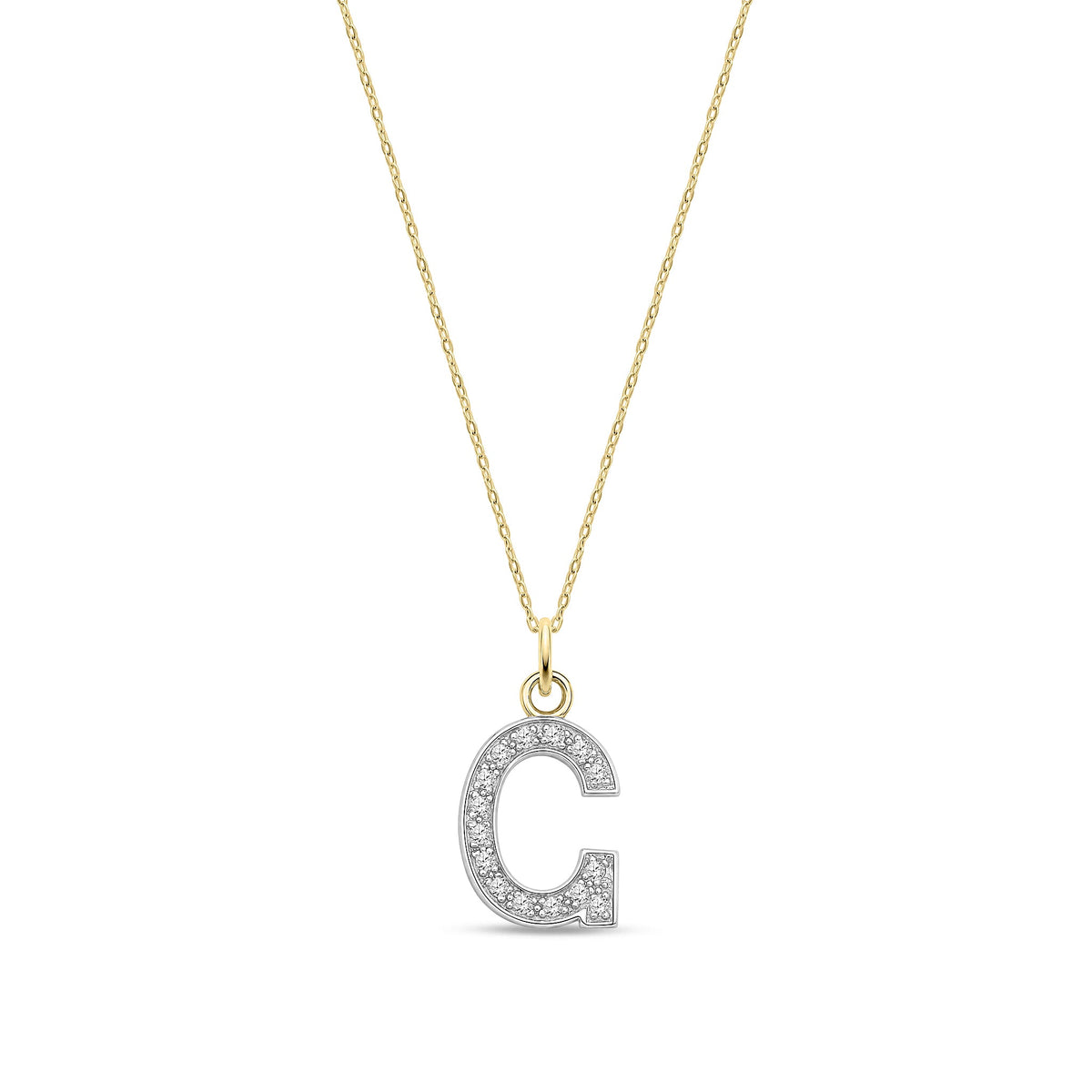 9ct Yellow Gold Medium Cubic Zirconia Initial Pendant - Initial G