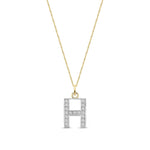 9ct Yellow Gold Medium Cubic Zirconia Initial Pendant - Initial H