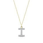 9ct Yellow Gold Medium Cubic Zirconia Initial Pendant - Initial I