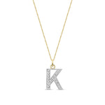 9ct Yellow Gold Medium Cubic Zirconia Initial Pendant - Initial K