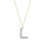 9ct Yellow Gold Medium Cubic Zirconia Initial Pendant - Initial L