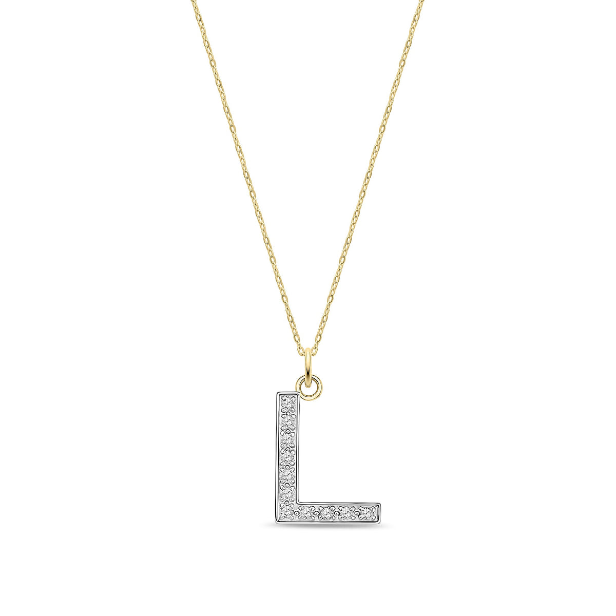 9ct Yellow Gold Medium Cubic Zirconia Initial Pendant - Initial L