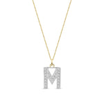 9ct Yellow Gold Medium Cubic Zirconia Initial Pendant - Initial M