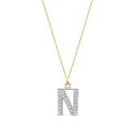 9ct Yellow Gold Medium Cubic Zirconia Initial Pendant - Initial N
