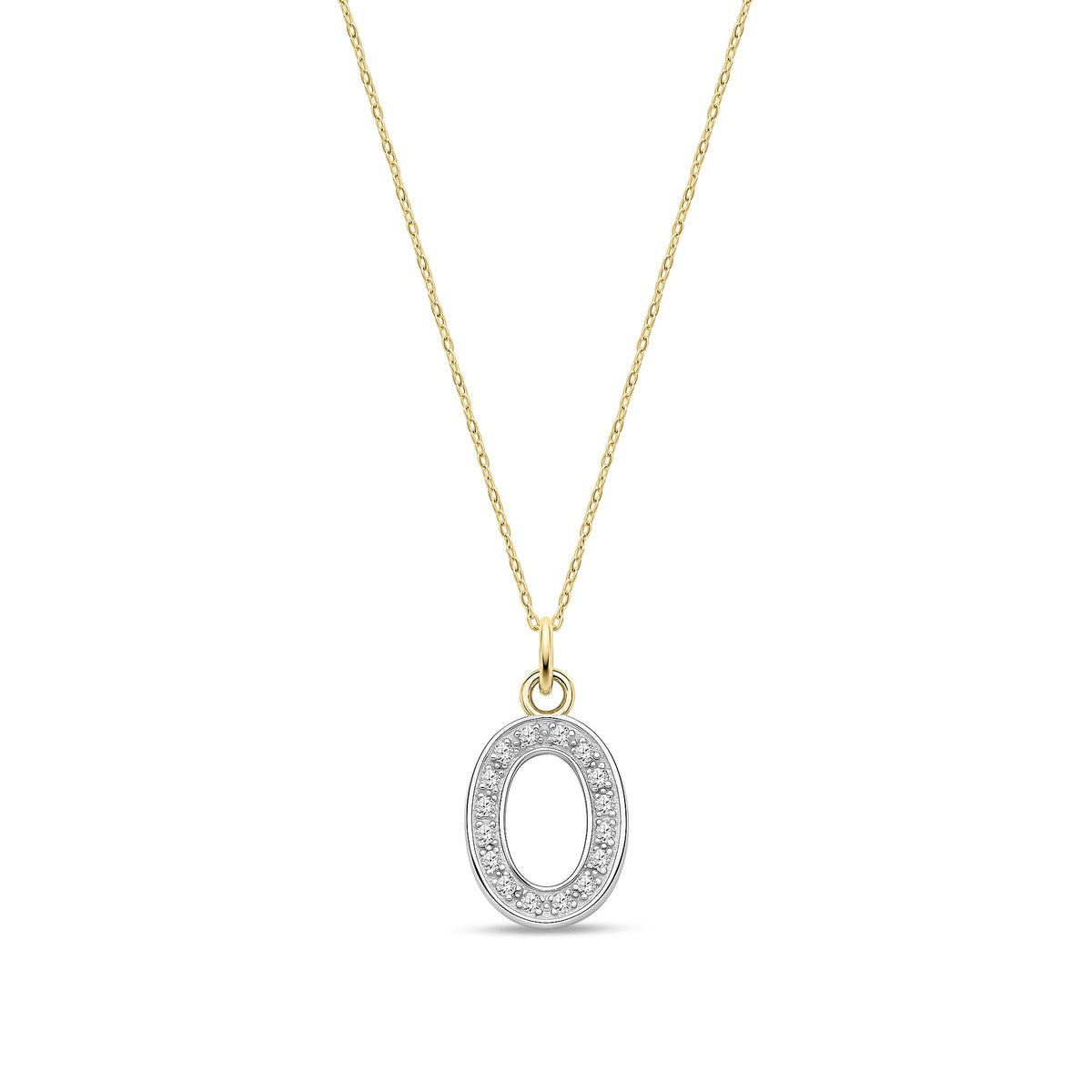 9ct Yellow Gold Medium Cubic Zirconia Initial Pendant - Initial O