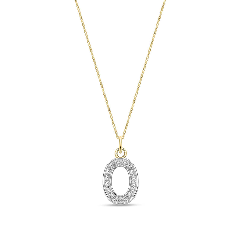 9ct Yellow Gold Medium Cubic Zirconia Initial Pendant - Initial O