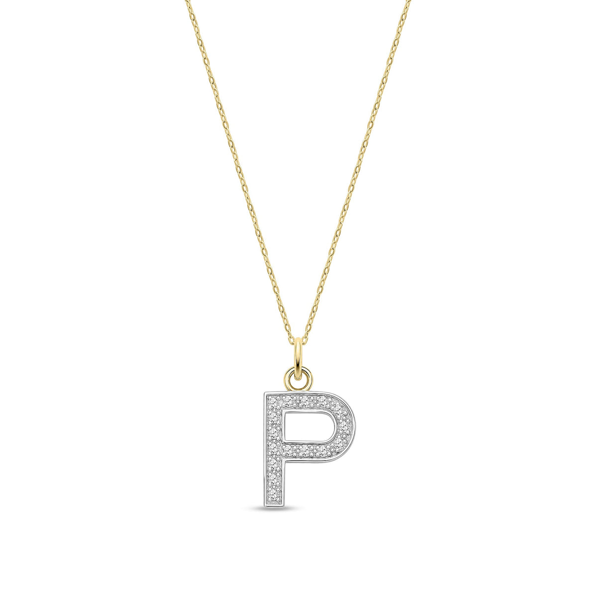 9ct Yellow Gold Medium Cubic Zirconia Initial Pendant - Initial P