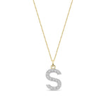 9ct Yellow Gold Medium Cubic Zirconia Initial Pendant - Initial S