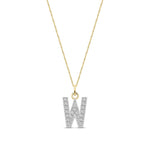 9ct Yellow Gold Medium Cubic Zirconia Initial Pendant - Initial W
