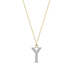 9ct Yellow Gold Medium Cubic Zirconia Initial Pendant - Initial Y