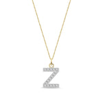 9ct Yellow Gold Medium Cubic Zirconia Initial Pendant - Initial Z