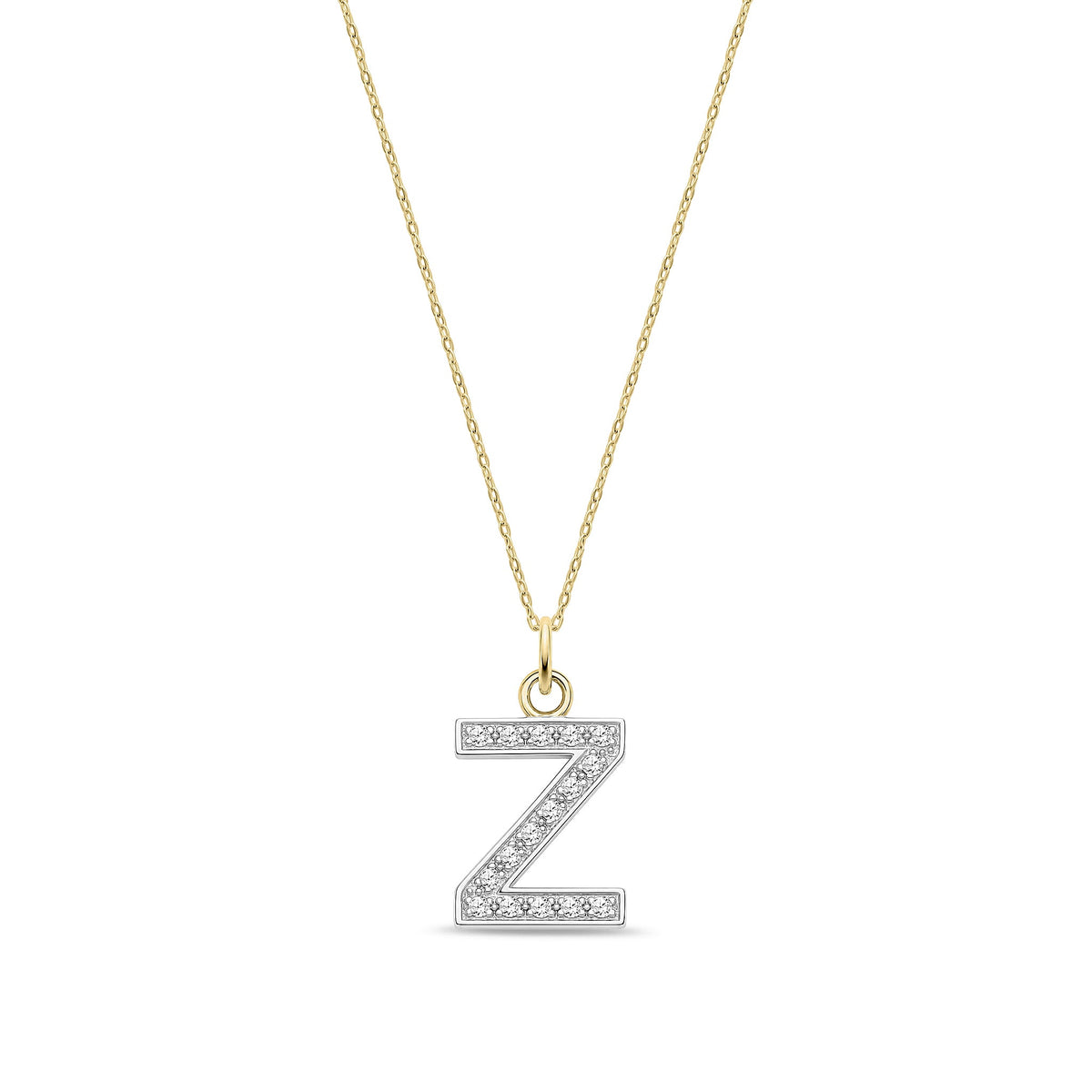 9ct Yellow Gold Medium Cubic Zirconia Initial Pendant - Initial Z