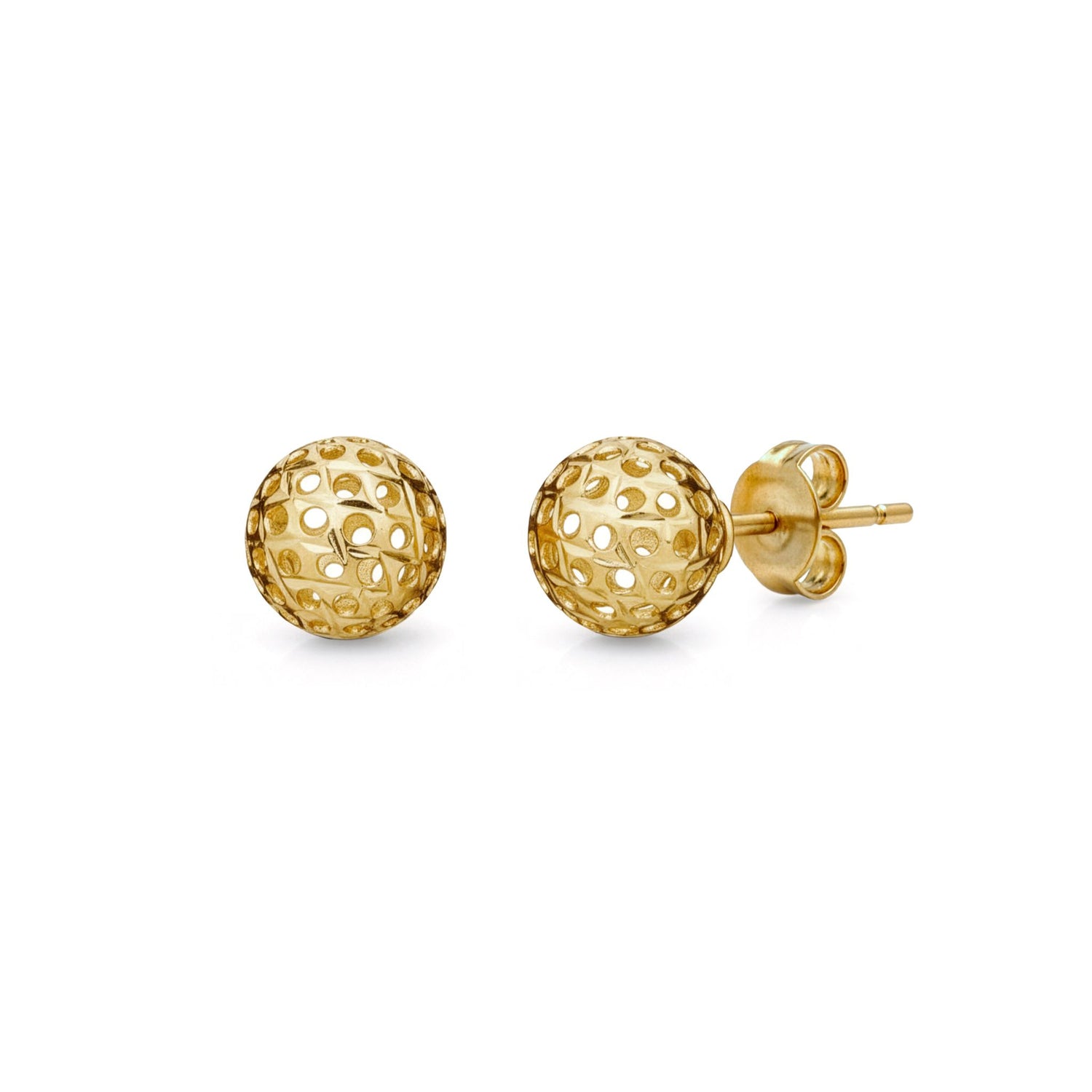 9ct Yellow Gold Lattice Ball Stud Earrings — 8mm