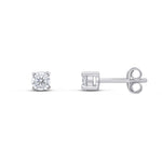 9ct White Gold Round Cubic Zirconia CZ Claw Stud Earrings — 4mm