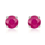 9ct White Gold Round Natural Ruby Claw Set Stud Earrings — 5mm