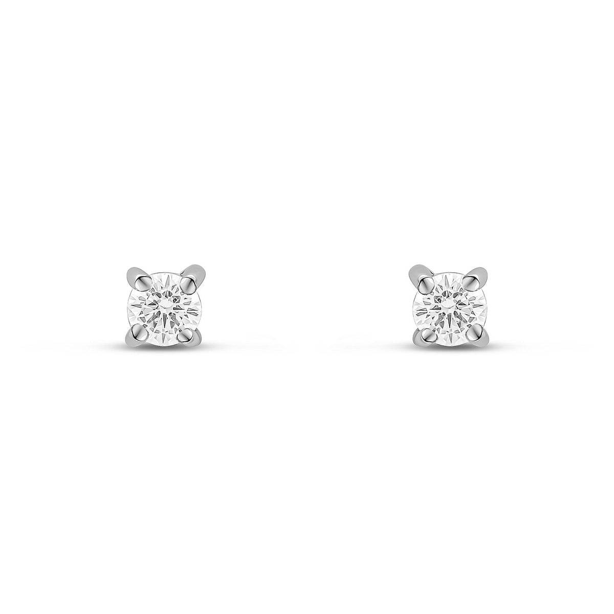 9ct White Gold Round Cubic Zirconia CZ Claw Stud Earrings — 3mm