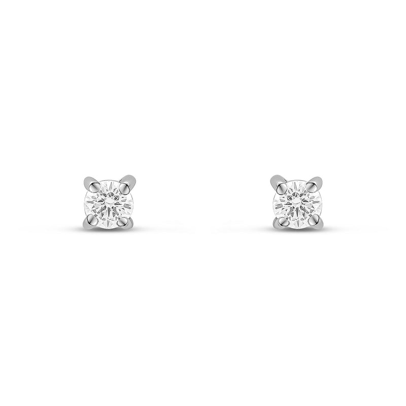 9ct White Gold Round Cubic Zirconia CZ Claw Stud Earrings — 3mm