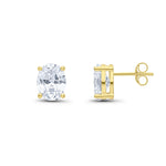 9ct Yellow Gold Oval Cubic Zirconia CZ Claw Stud Earrings — 9x7mm