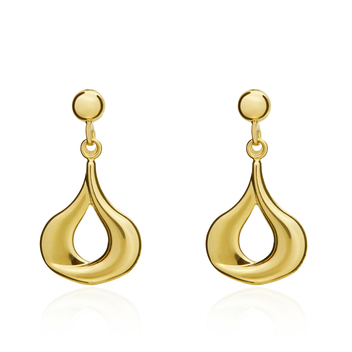 9ct Gold Wide Pear Drop Earrings
