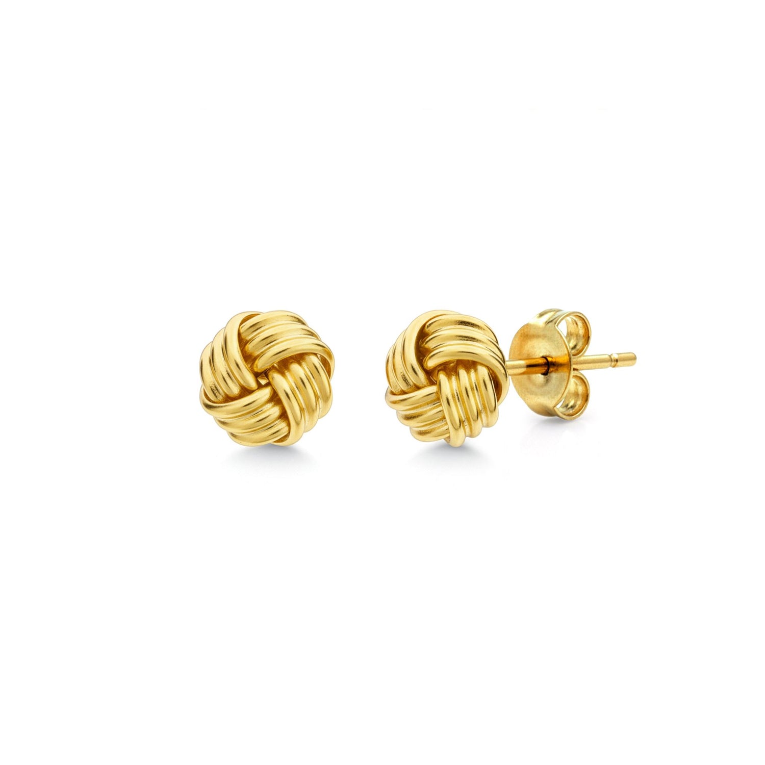 9ct Yellow Gold Polished 4-Strand Ribbed Knot Stud Earrings — 8mm