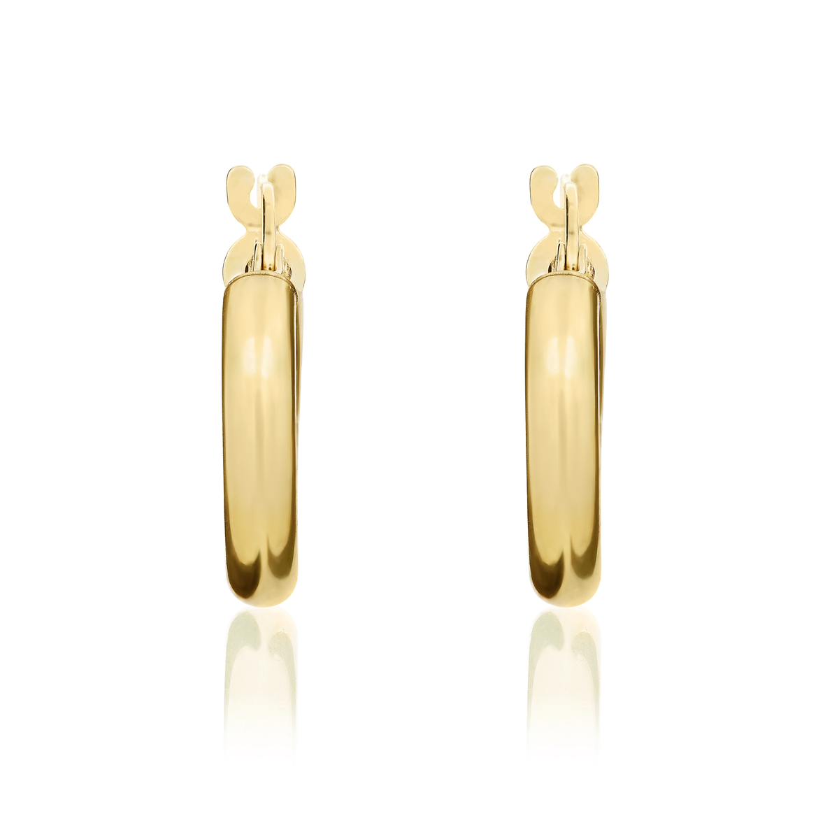 9ct Yellow Gold Polished Tube Hoop Earrings — 16mm