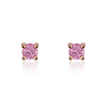 9ct Rose Gold Round Natural Pink Sapphire Claw Stud Earrings — 3mm
