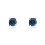 9ct White Gold Round Natural Sapphire Claw Stud Earrings — 4mm